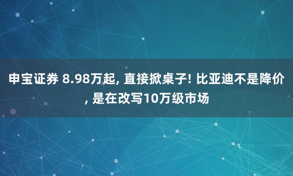 申宝证券 8.98万起, 直接掀桌子! 比亚迪不是降价, 是在改写10万级市场